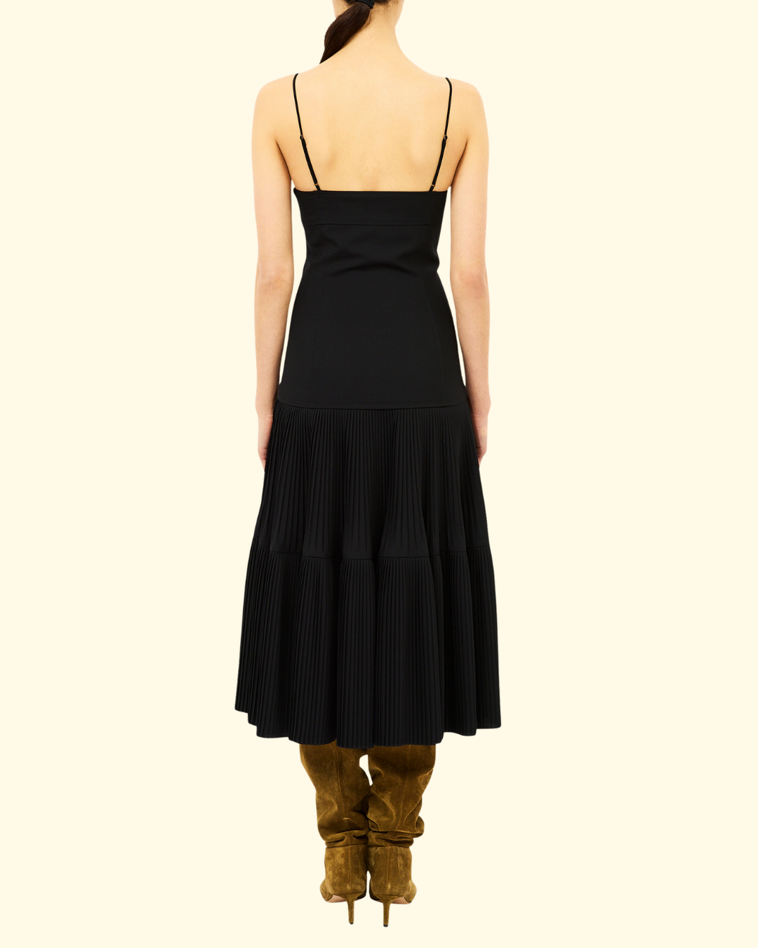 Matilda Pleated Wool Cami Dress | Noir