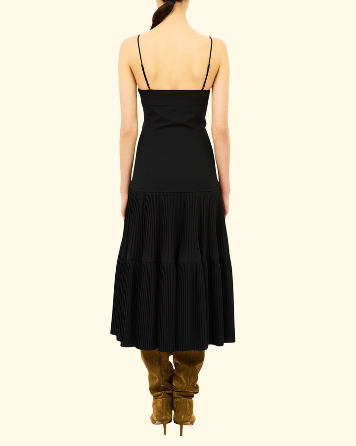 Matilda Pleated Wool Cami Dress | Noir