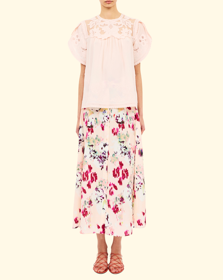 Alma SS Silk Top | Blush