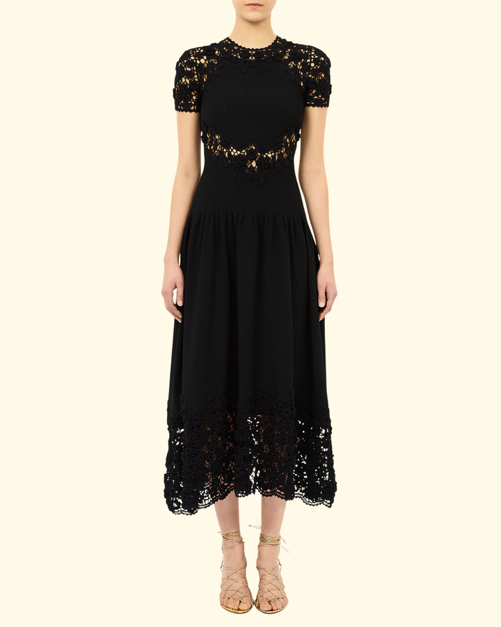 Sabrina SS Crochet Dress | Noir