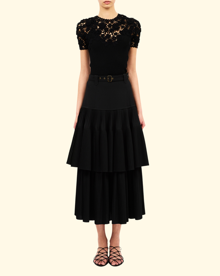 Clelia SS Crochet Top | Noir
