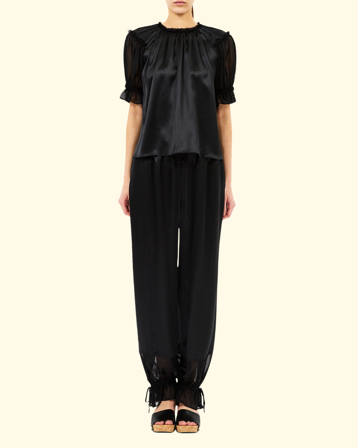 Alina SS Silk Top | Noir
