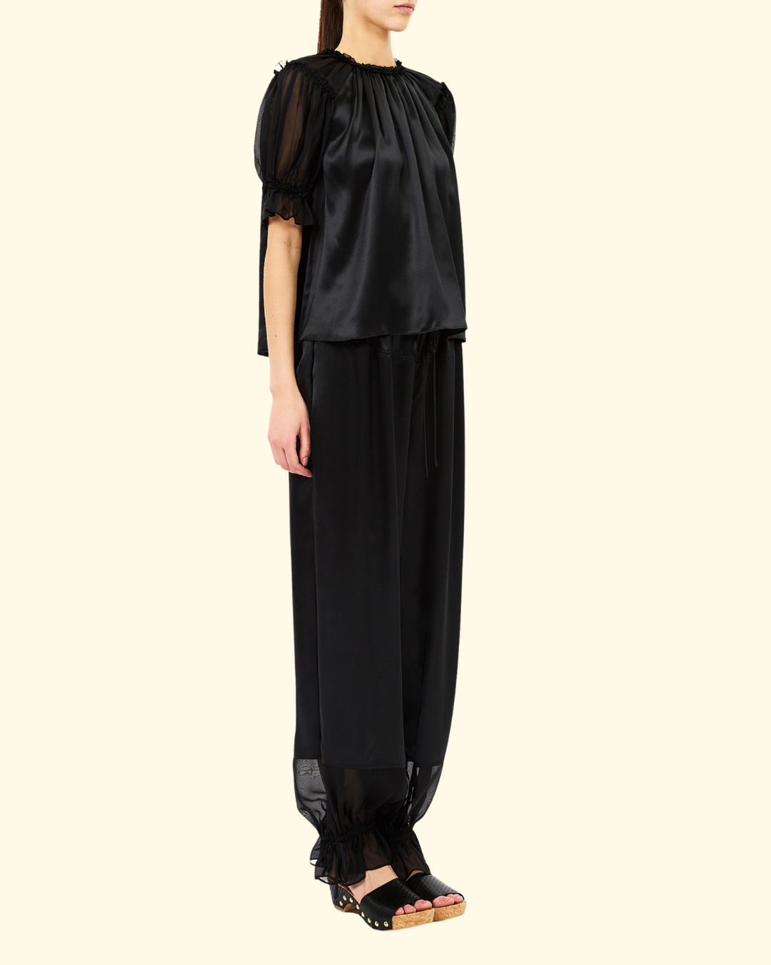 Alina SS Silk Top | Noir