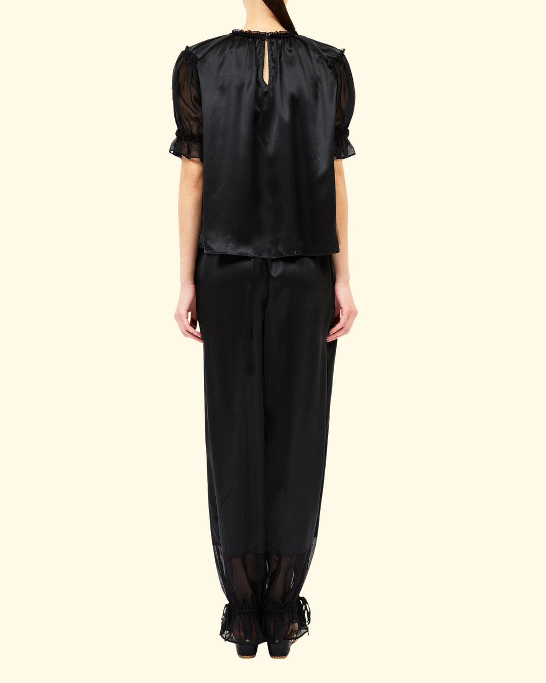 Alina SS Silk Top | Noir