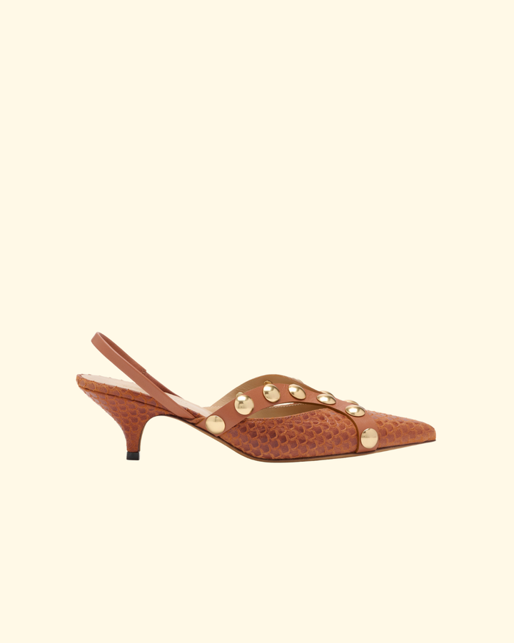 Vendome Studded Kitten Heel | Nutmeg