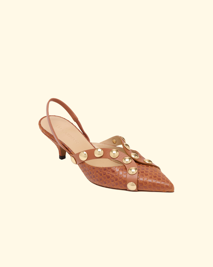 Vendome Studded Kitten Heel | Nutmeg