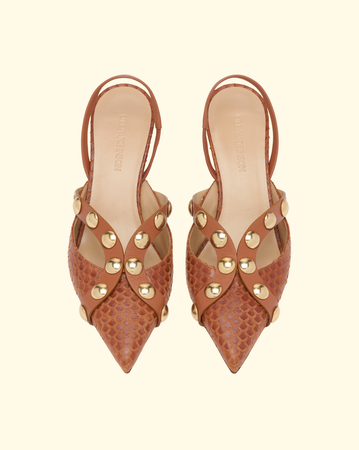 Vendome Studded Kitten Heel | Nutmeg