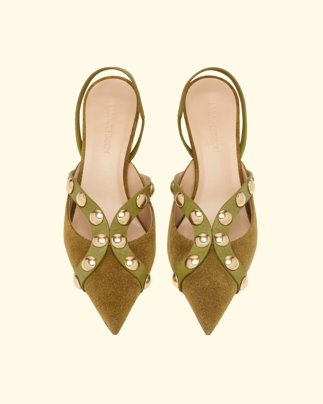 Vendome Studded Kitten Heel | Olive