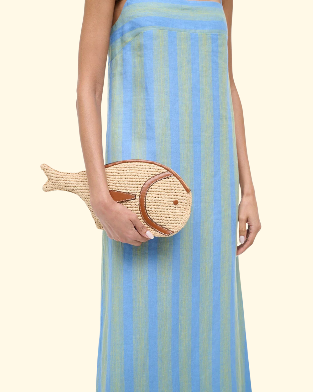 Pesce Raffia Clutch | Natural/ Tan