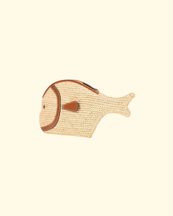 Pesce Raffia Clutch | Natural/ Tan