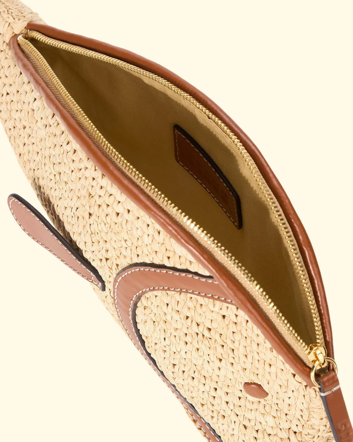 Pesce Raffia Clutch | Natural/ Tan