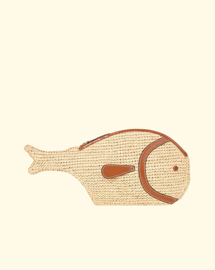 Pesce Raffia Clutch | Natural/ Tan