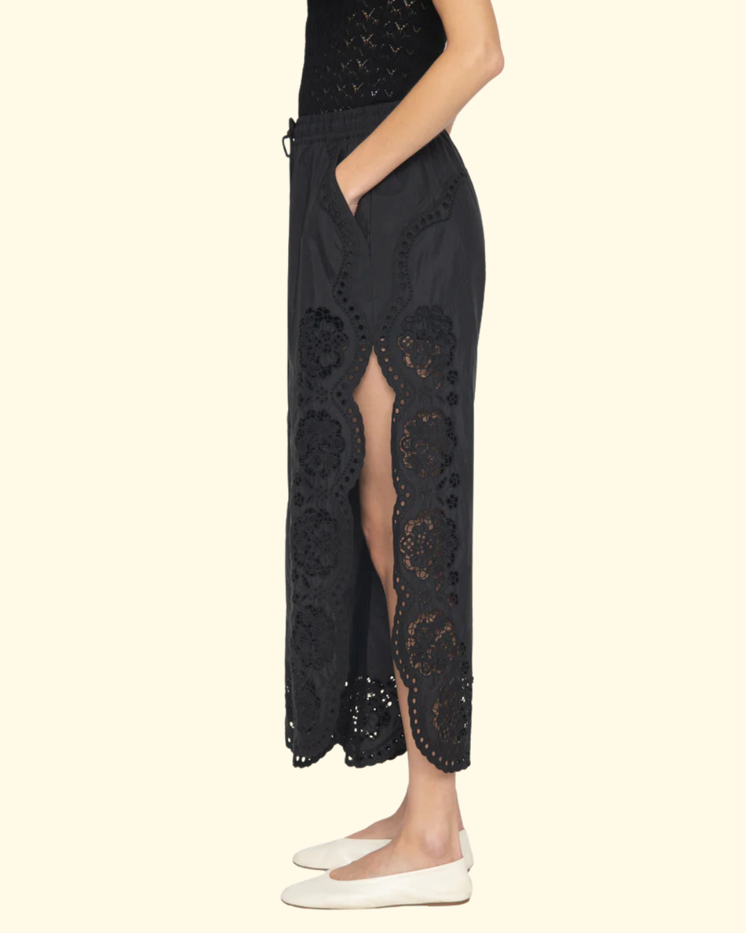Vittoria Eyelet Pant | Black