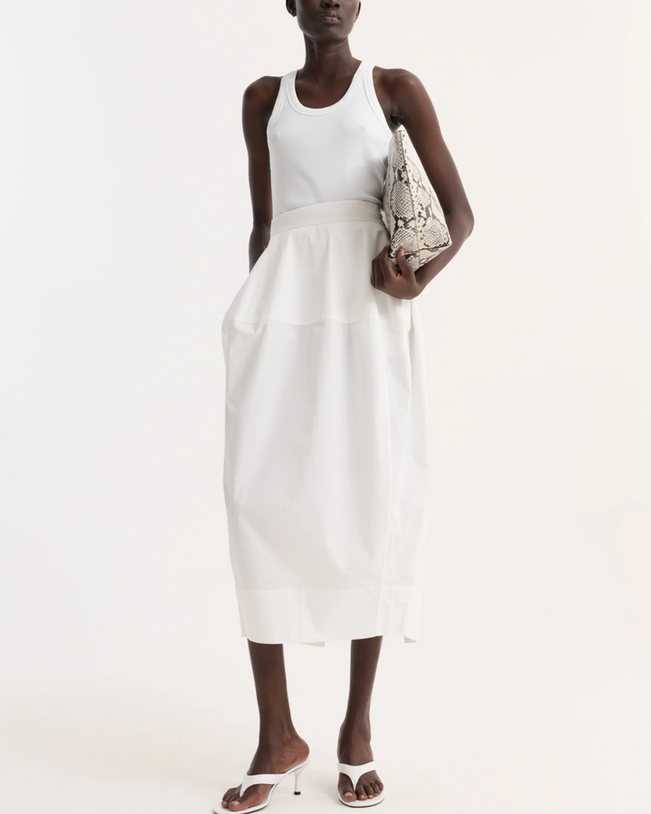 Sculptural Poplin Skirt | Optic White