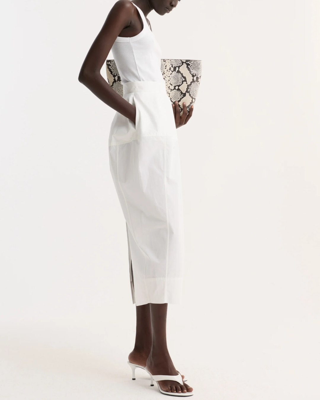 Sculptural Poplin Skirt | Optic White