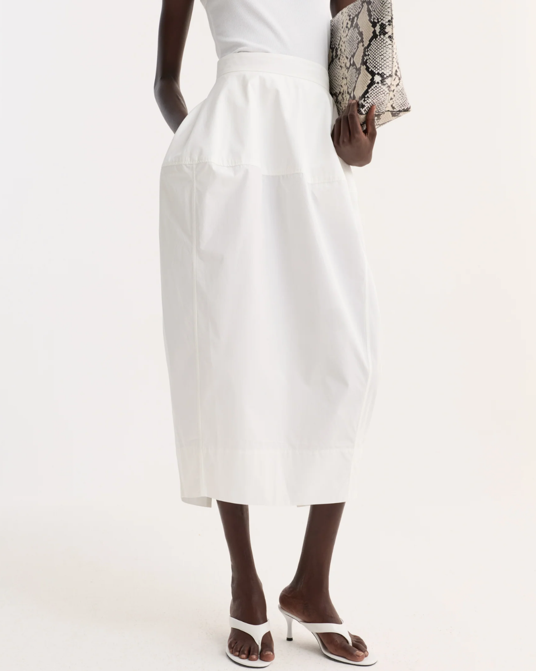 Sculptural Poplin Skirt | Optic White