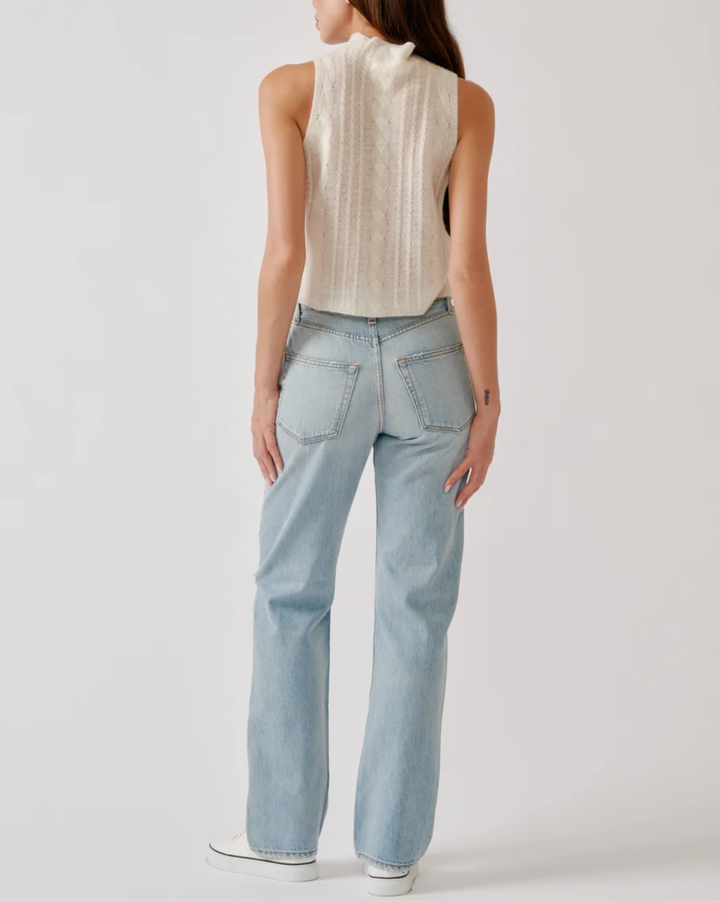 Salvia Sleeveless Cable Turtleneck | Gardenia