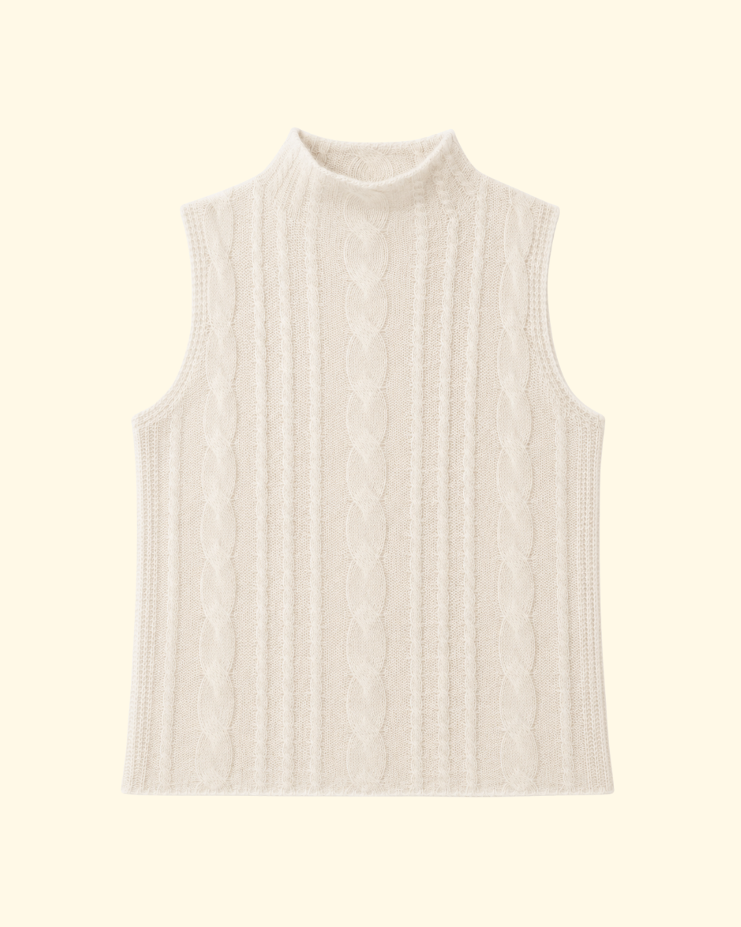 Salvia Sleeveless Cable Turtleneck | Gardenia