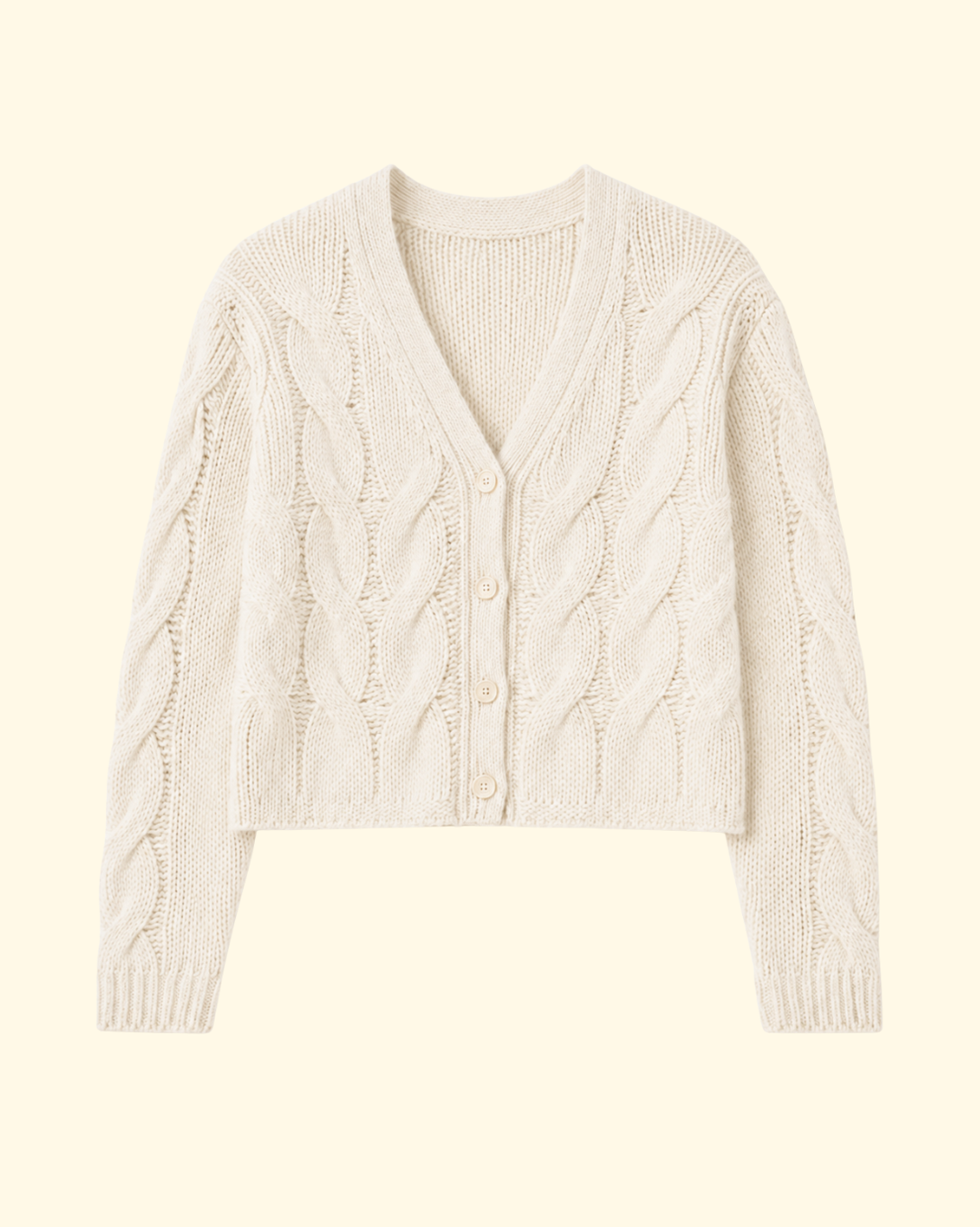 Jolie V-Neck Cropped Cable Cardigan | Gardenia