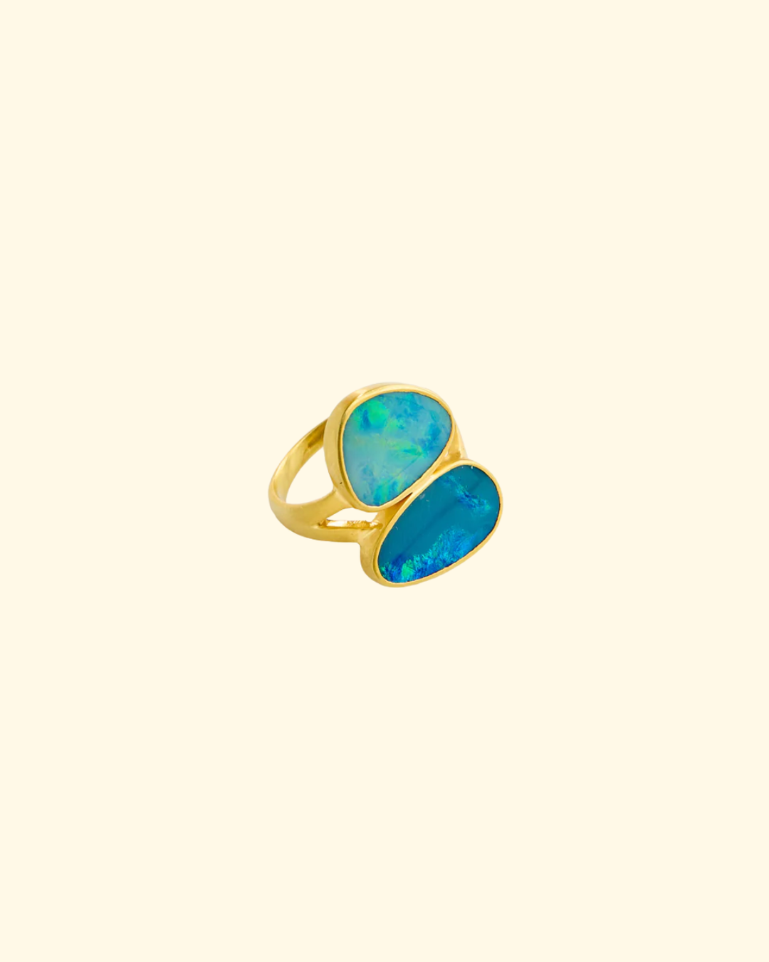 18kt Gold Alectrona Double Greek Ring | Opal