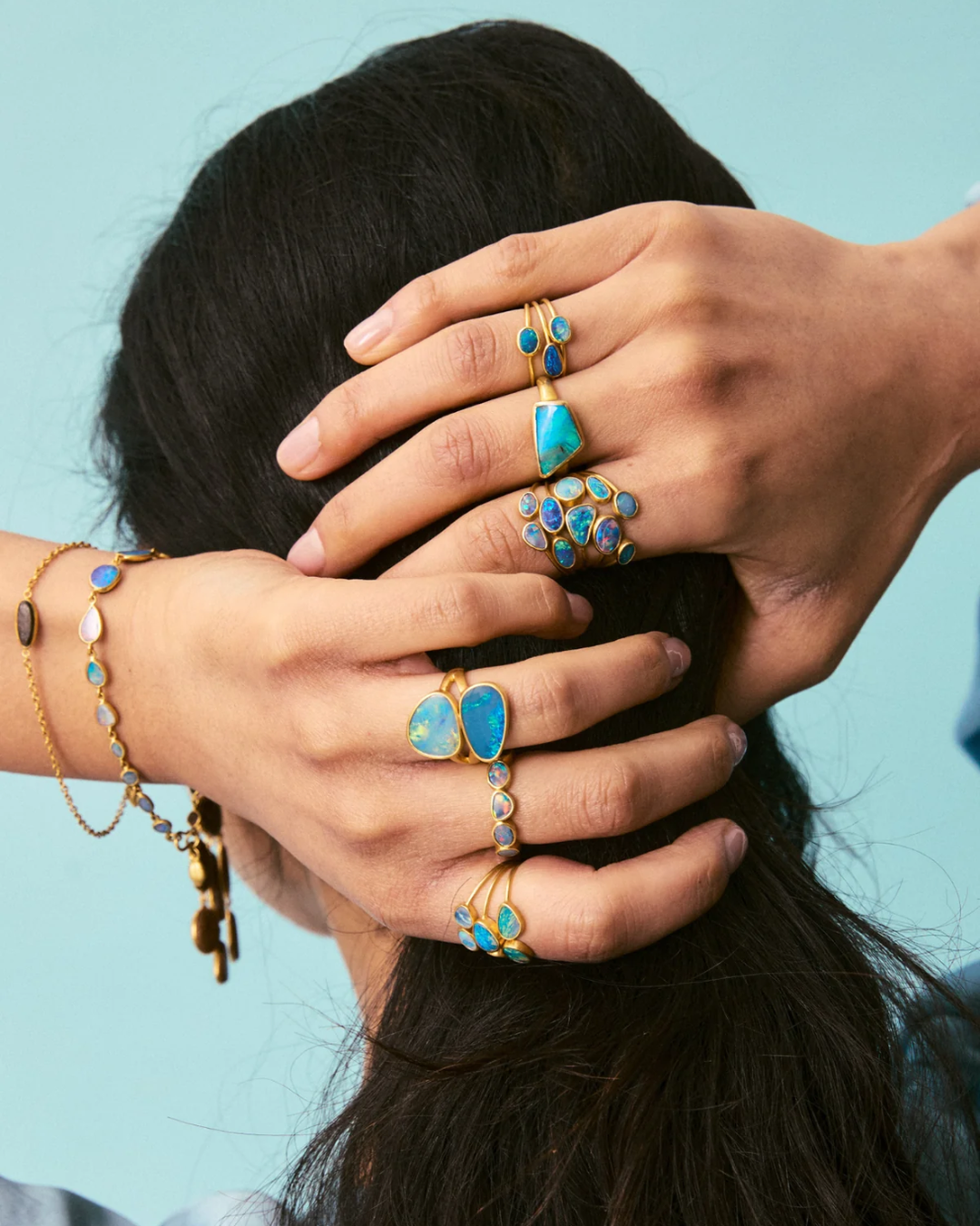 18kt Gold Alectrona Double Greek Ring | Opal