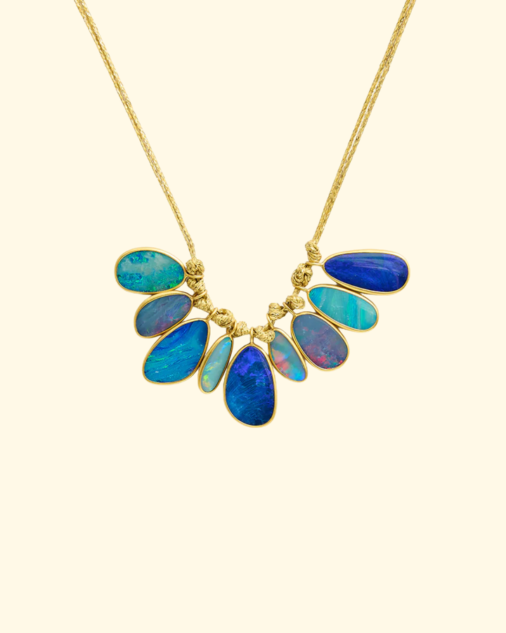 18kt Gold Alectrona Nine Colette Set Necklace on Cord | Opal
