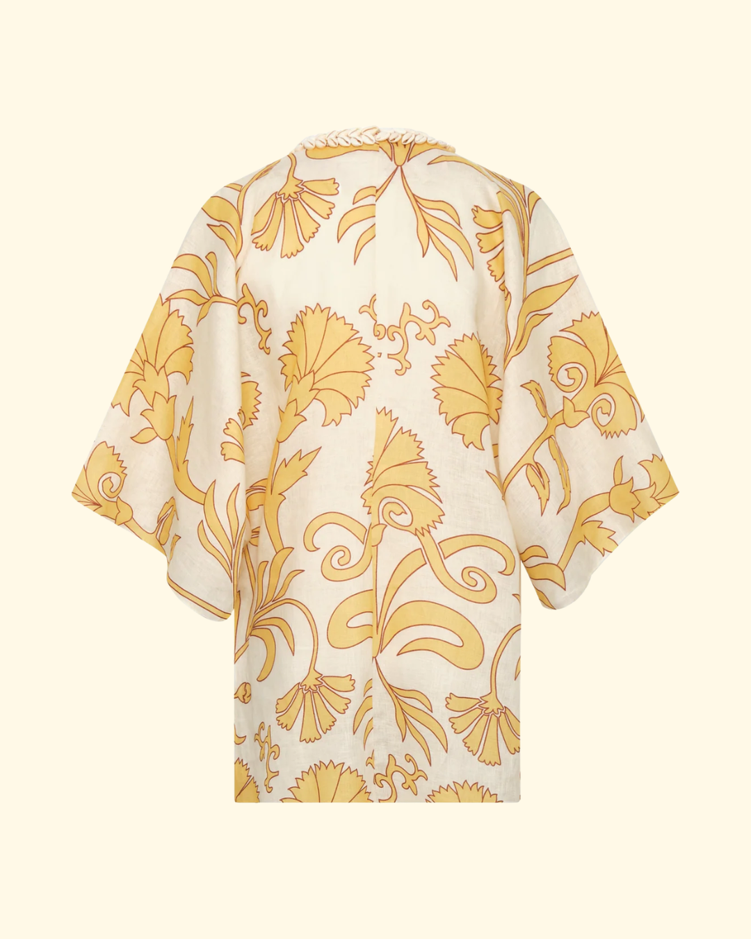 Andina Hand-Embroidered Linen Mini Tunic | Yellow Flowers