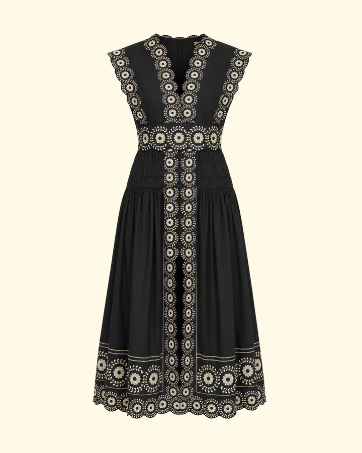 Mirabel Print Midi Dress | Black