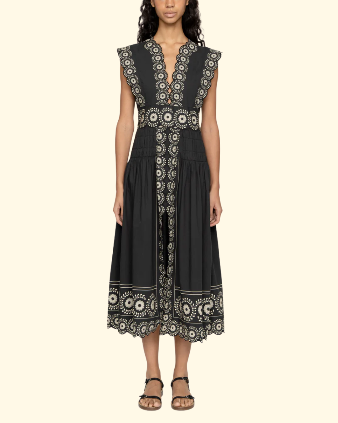 Mirabel Print Midi Dress | Black