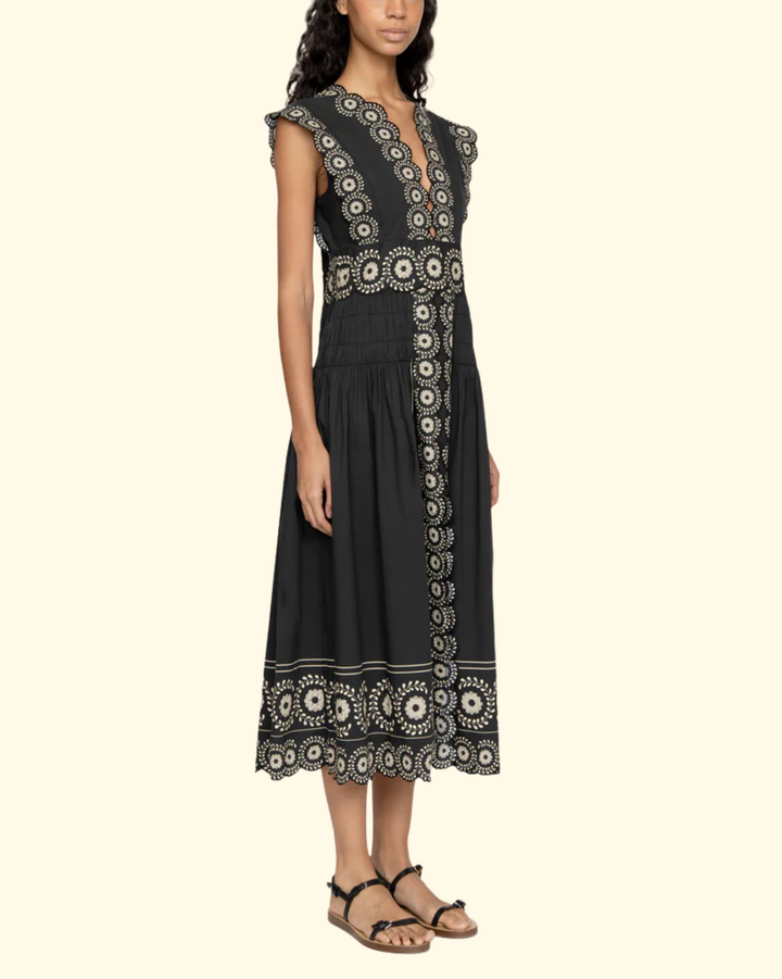 Mirabel Print Midi Dress | Black