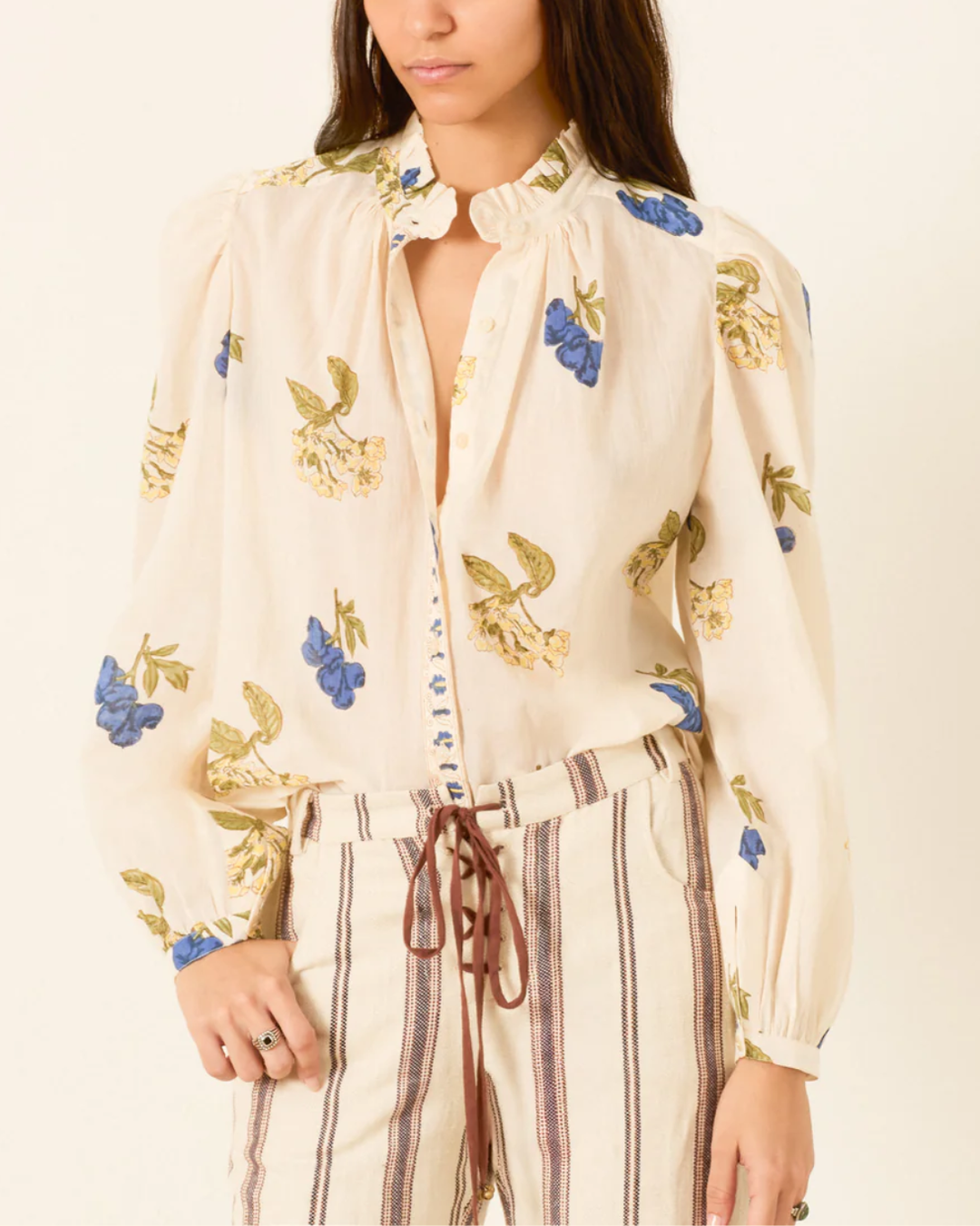 Annabel Blueberry Flora Shirt | Off White
