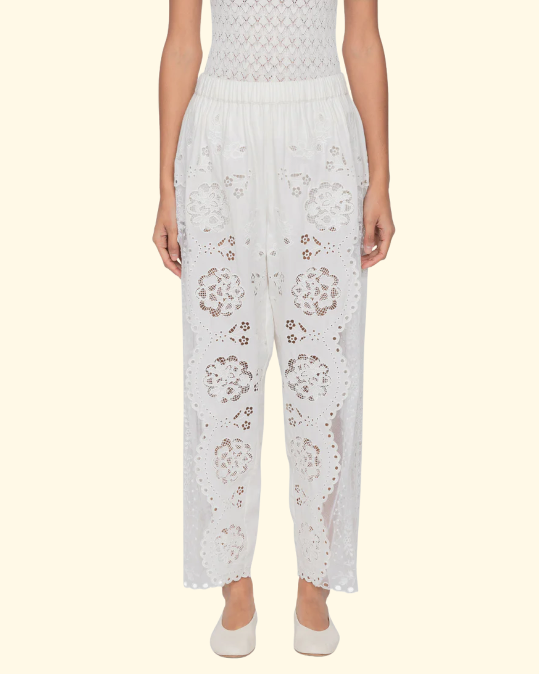 Gardener Emb Pants | White