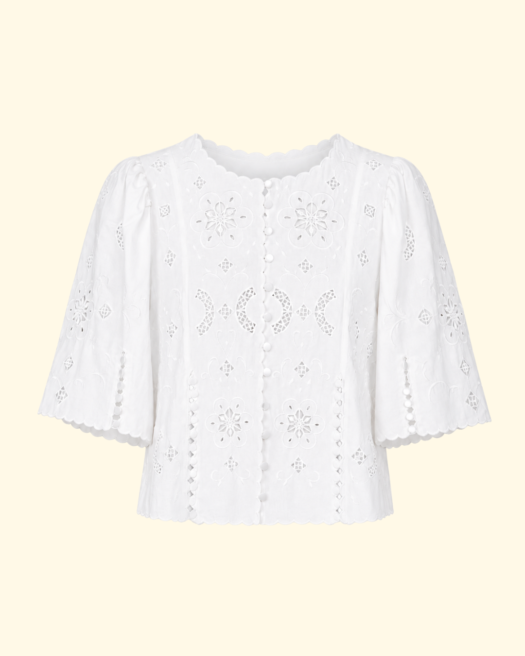 Gardener Emb S/Slv Top | White