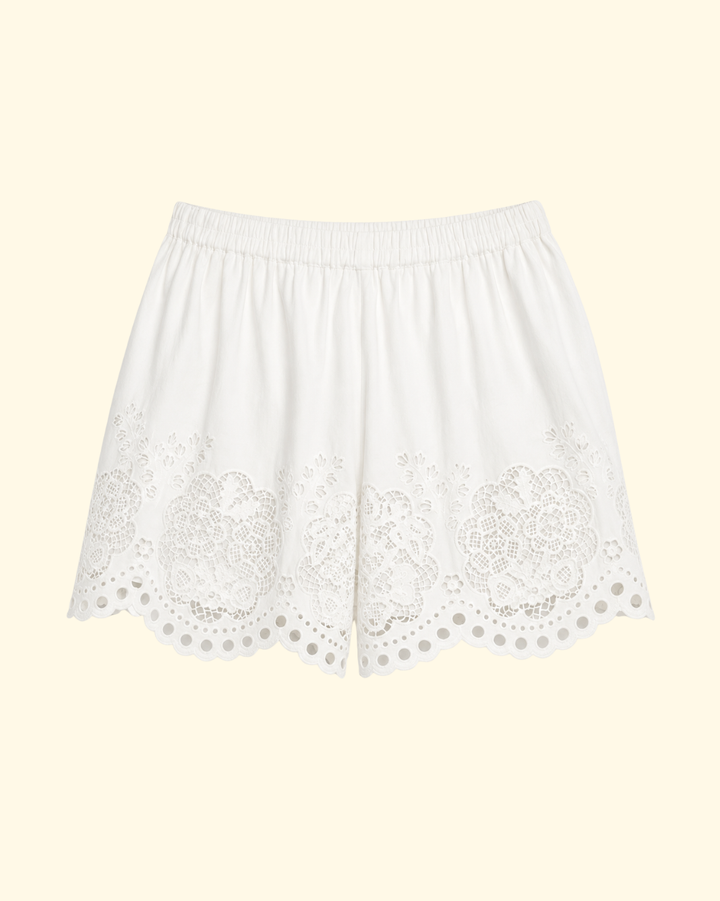 Gardener Emb Shorts | White