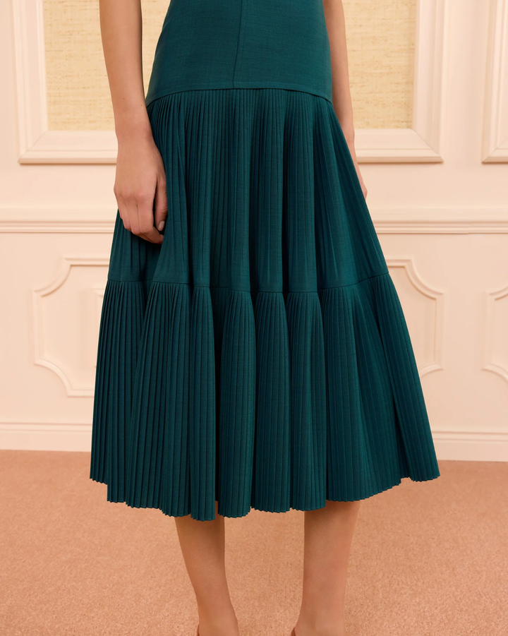 Matilda Pleated Wool Cami Dress | Verdite