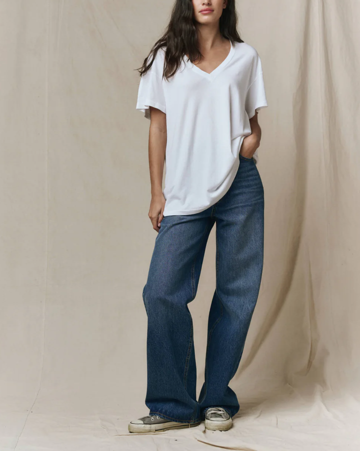 The Slouchy V Neck Tee | True White