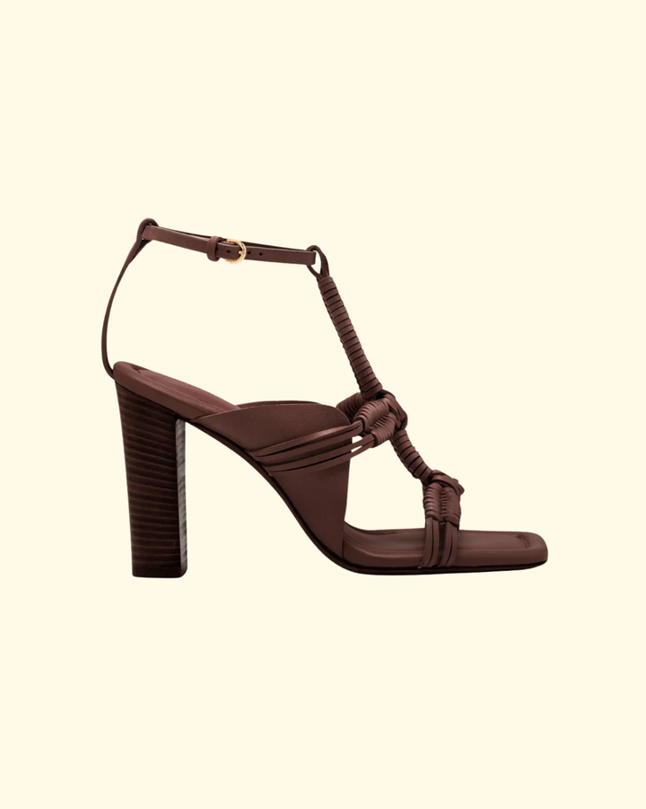 Aiko Macrame High Heel | Chestnut