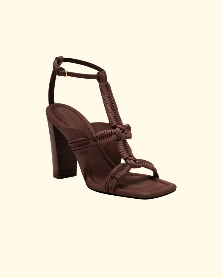 Aiko Macrame High Heel | Chestnut