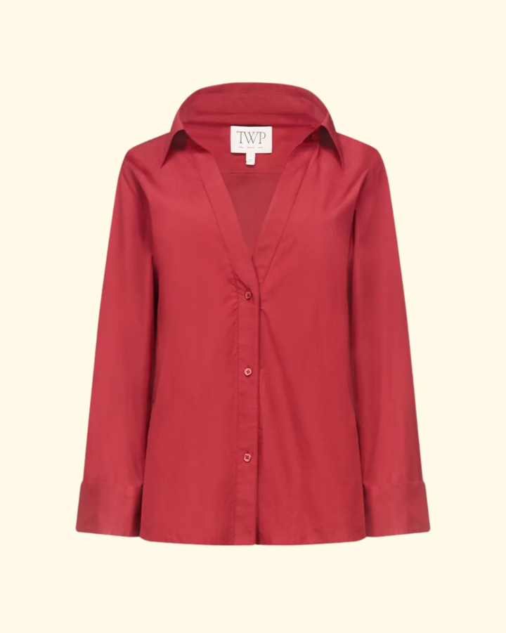 Deep V Relaxed Shirt | Karanda Red