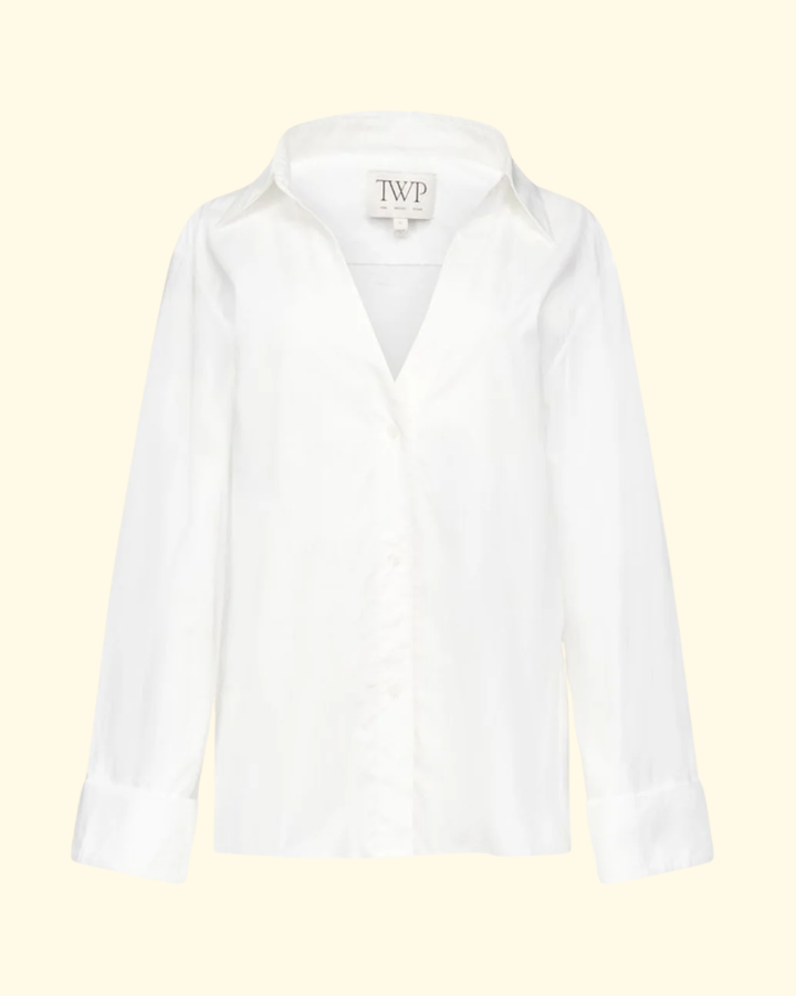 Deep V Relaxed Shirt | White