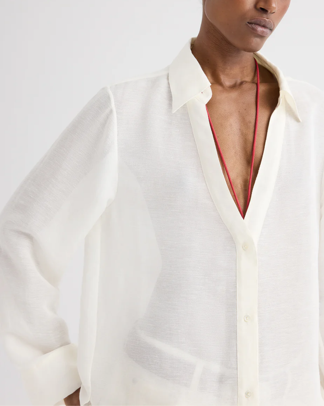 Deep V Relaxed Shirt | White