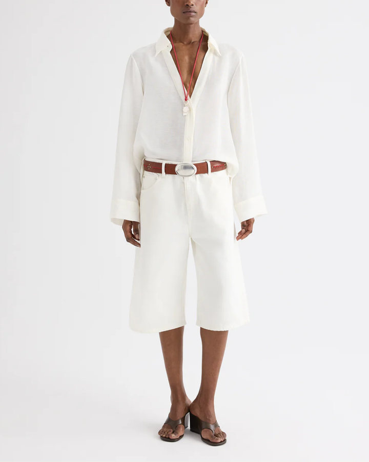 Deep V Relaxed Shirt | White