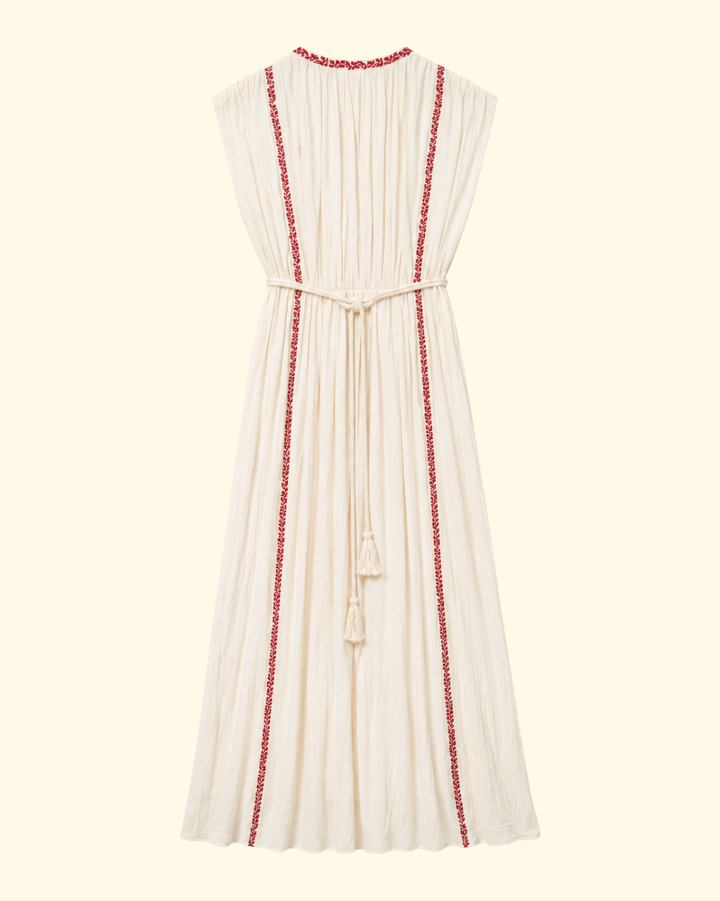 Liviane Dress | Beige/Red