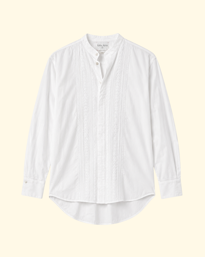 "Les Fleurs" Embroidery Popline Shirt | Crystal