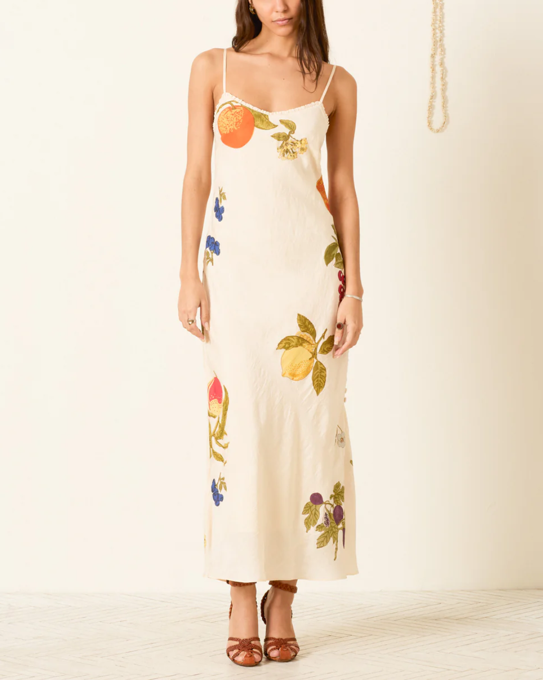 Athens Nine Fruit Silk Dress | Off-White