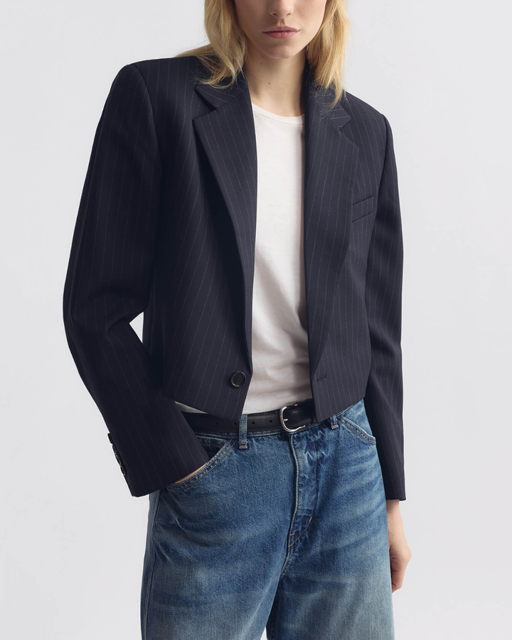 Swan Jacket | Midnight Pinstripes