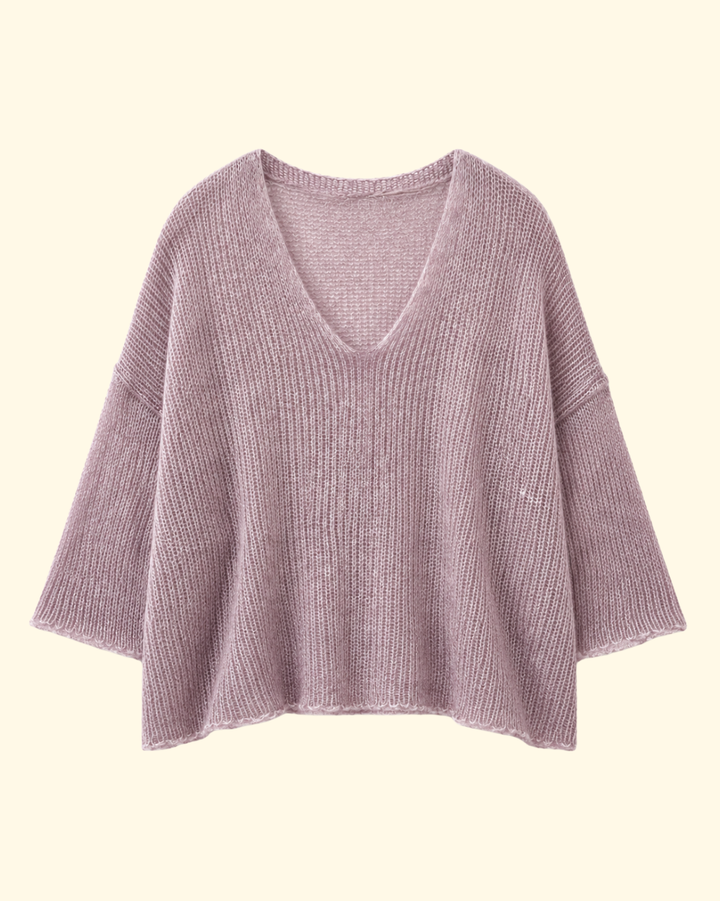 Oversize Off Gauge V-Neck | Wisteria