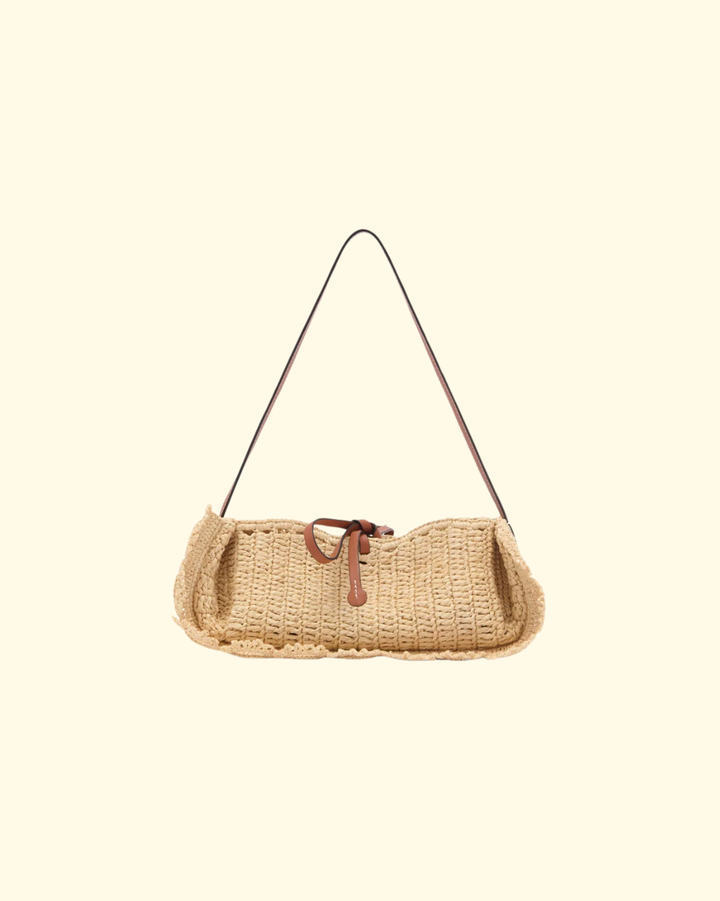 Marina Raffia Scallop Pouchette | Natural