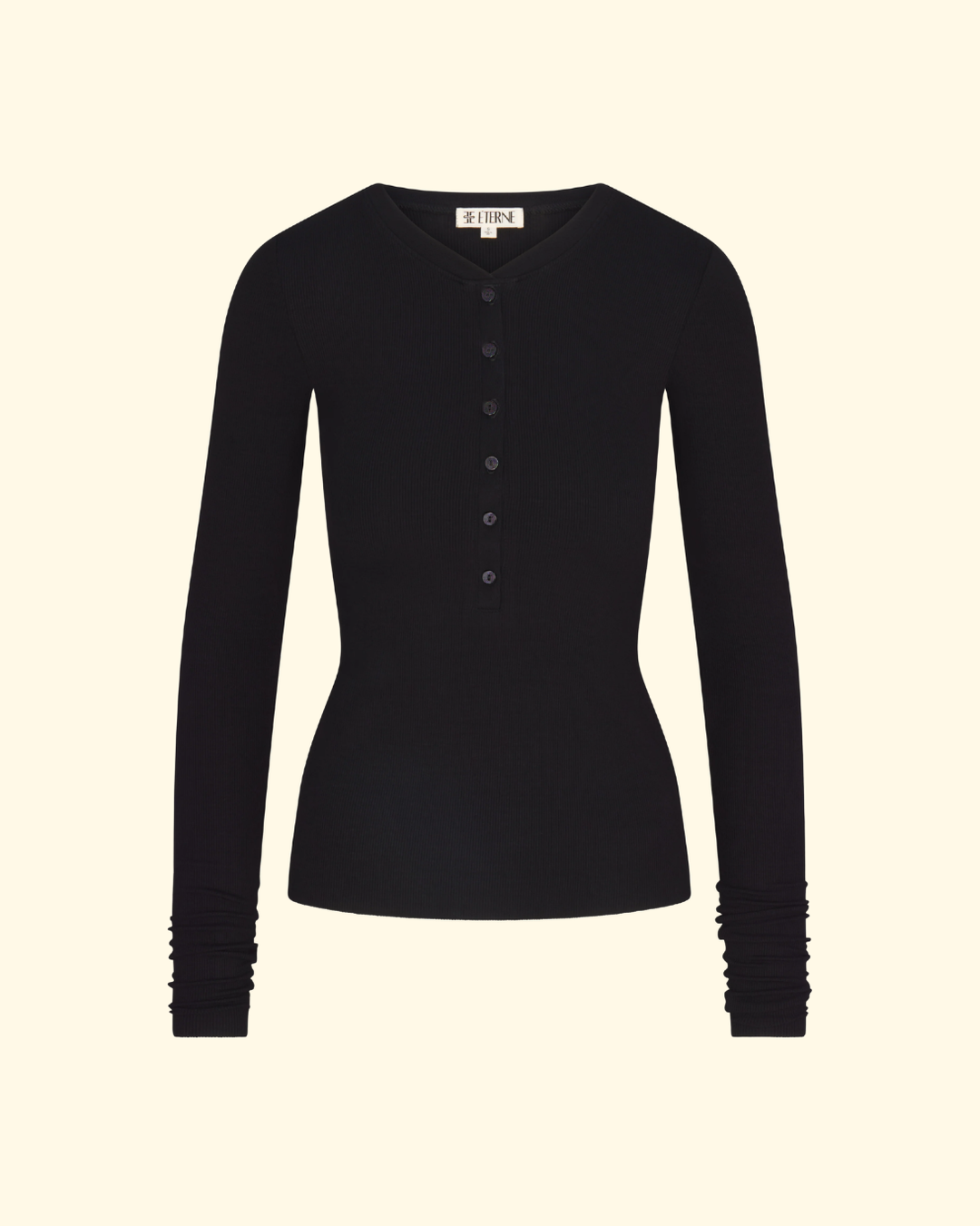 Long Sleeve Henley Top | Black