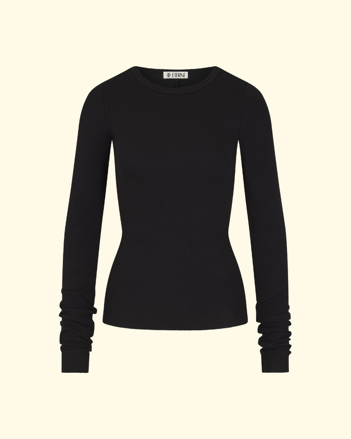 Long Sleeve Fitted Top | Black